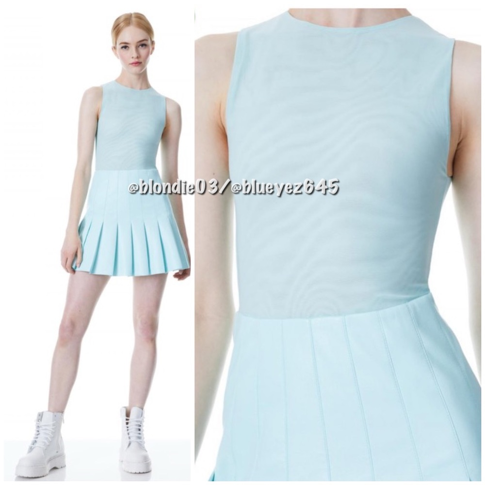 Alice + Olivia “Chara” vegan leather pleated dress in julep 4 NWT - Picture 2 of 5